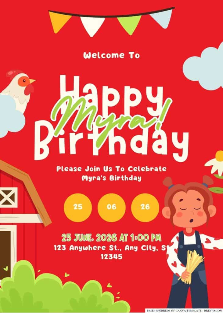 FREE Farm Birthday Invitations