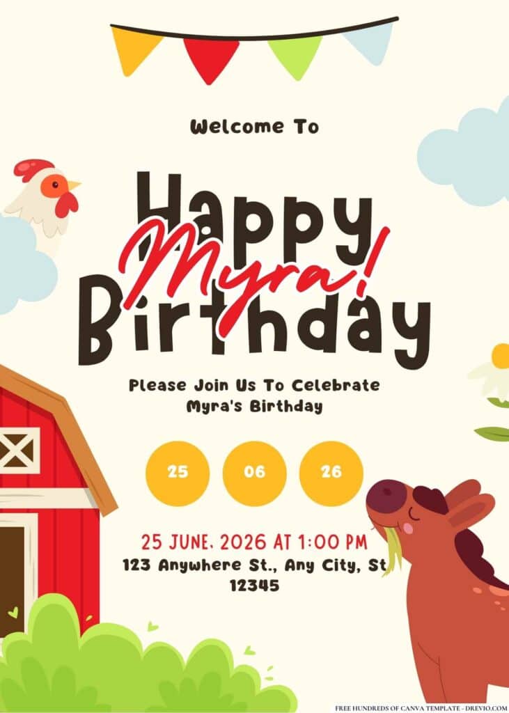 FREE Farm Birthday Invitations