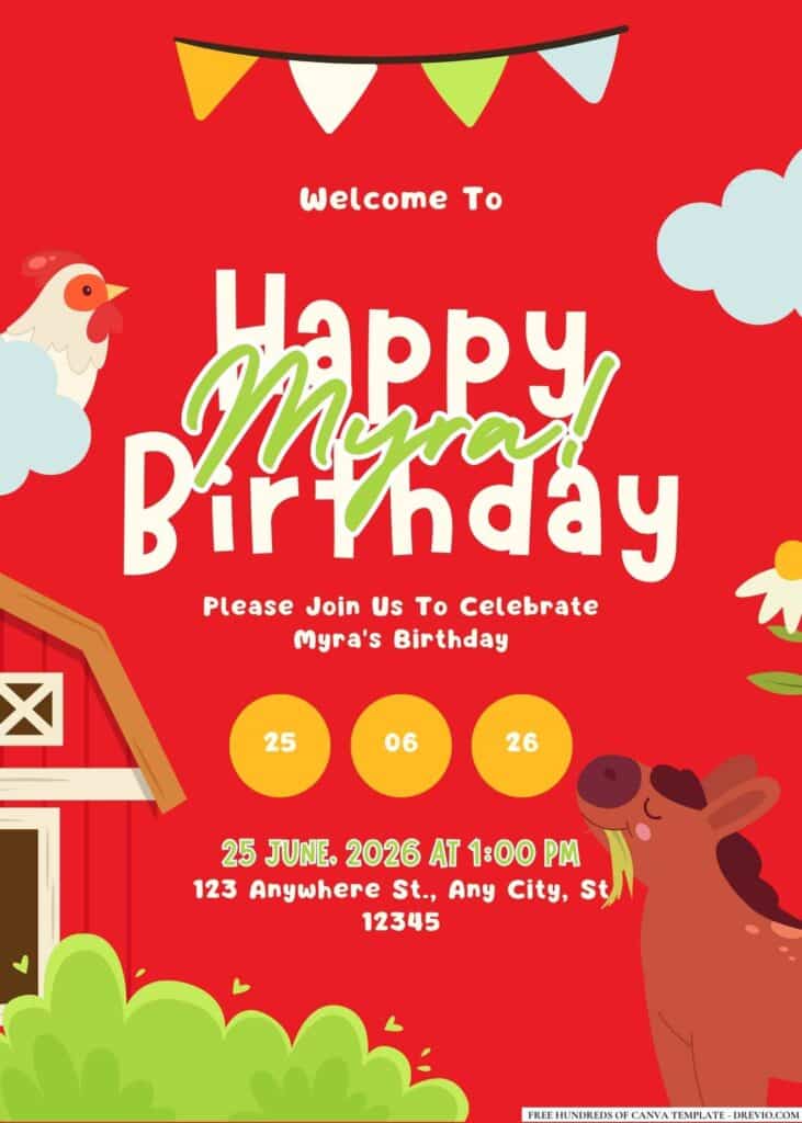 FREE Farm Birthday Invitations