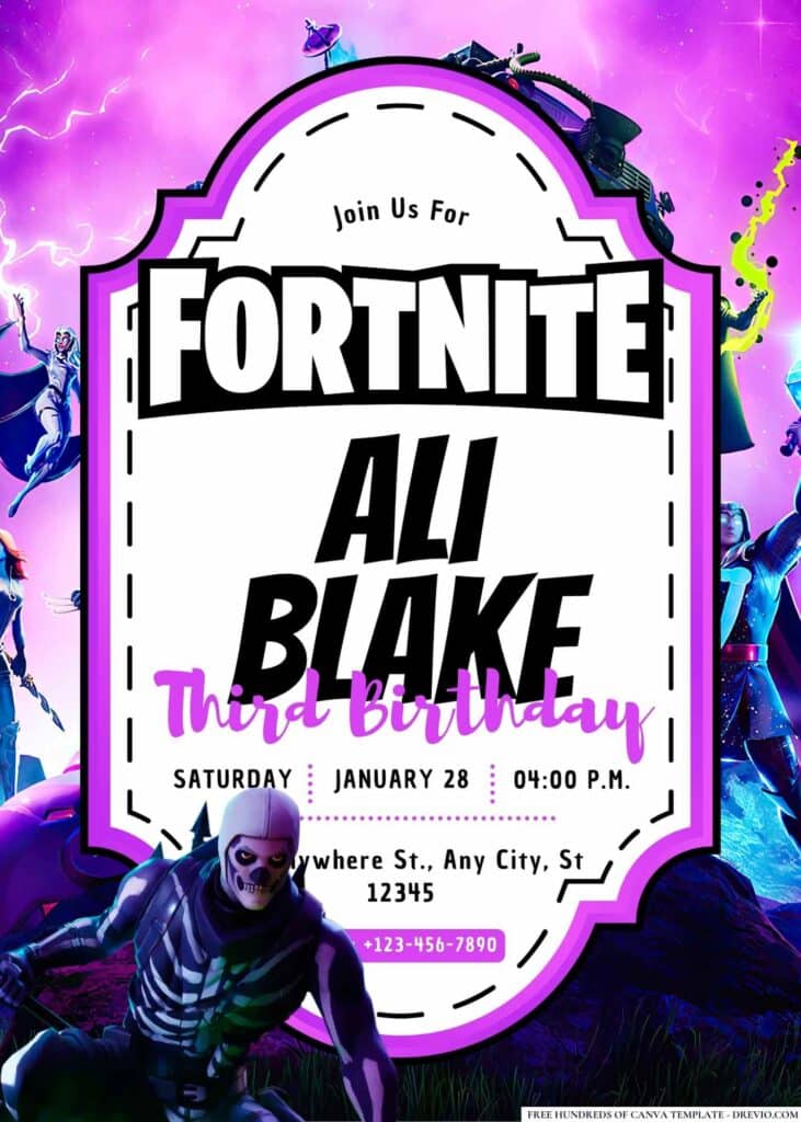 FREE Fortnite Birthday Invitations