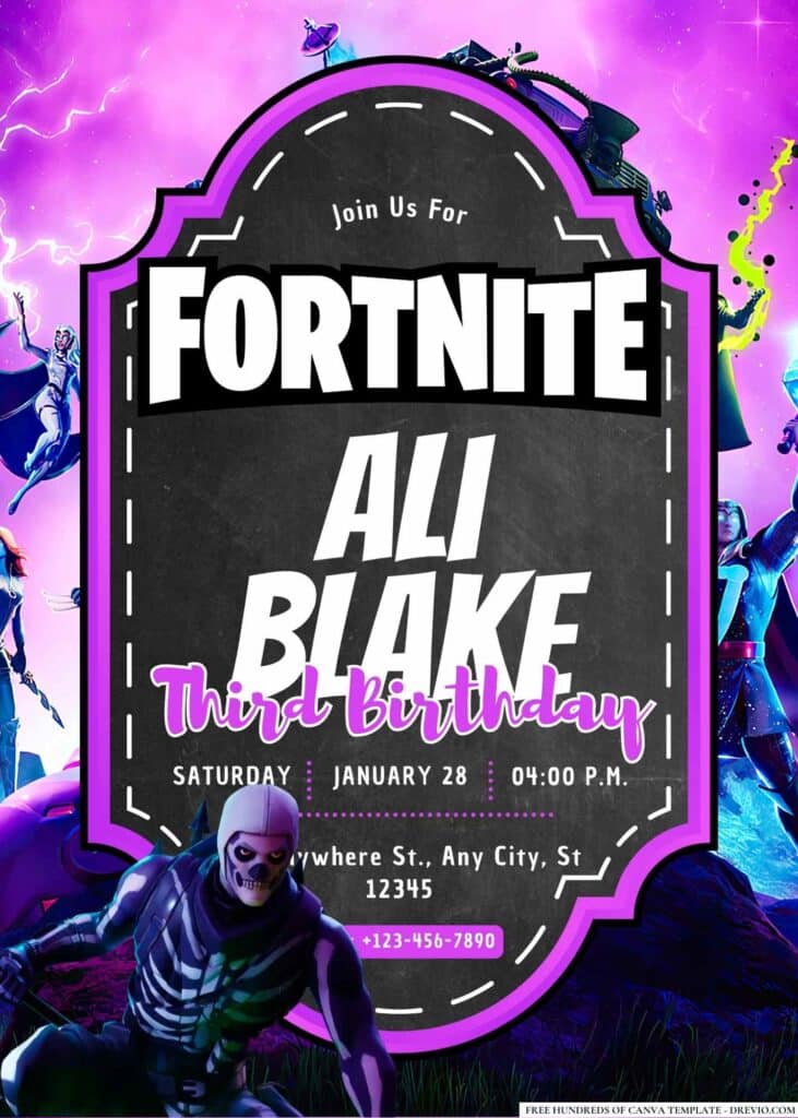 FREE Fortnite Birthday Invitations