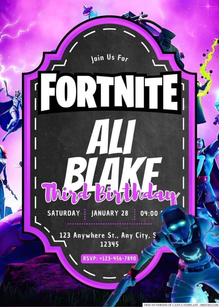 FREE Fortnite Birthday Invitations