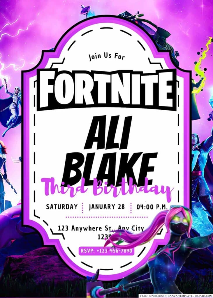 FREE Fortnite Birthday Invitations