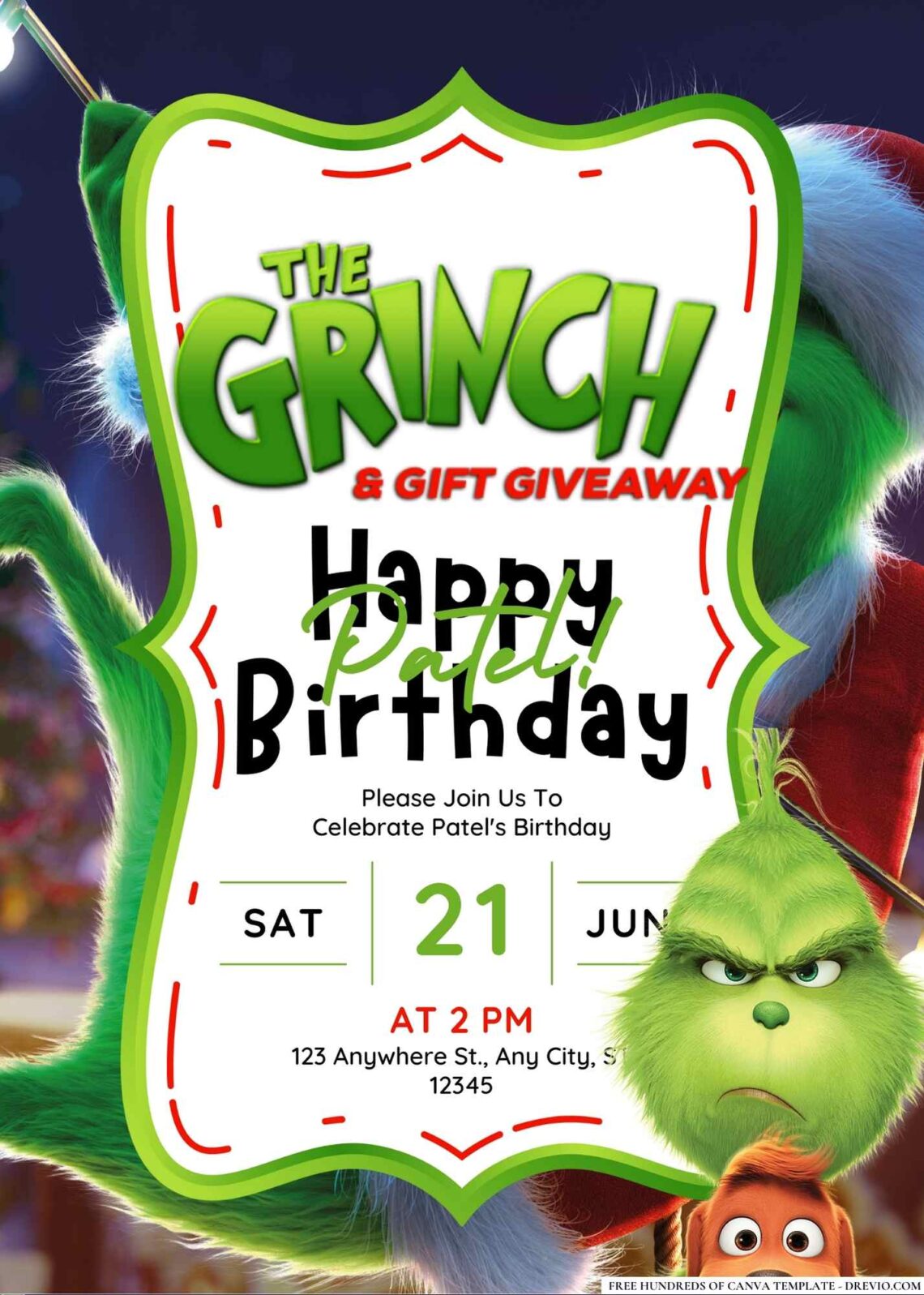 FREE Grinch Birthday Invitations