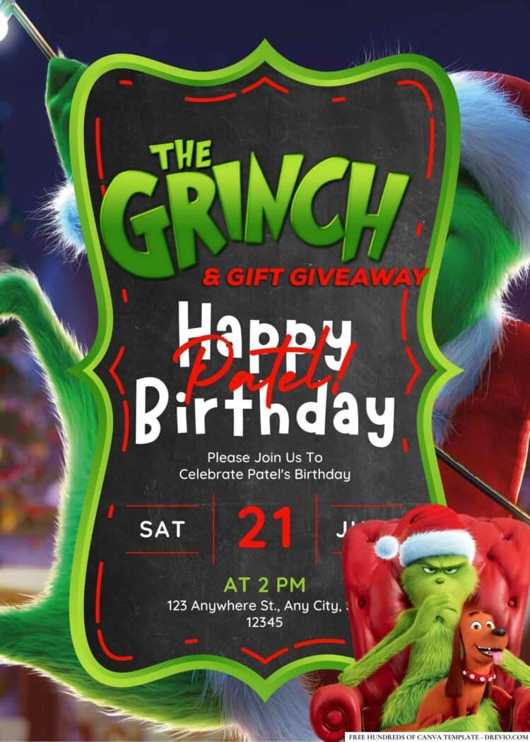 Host a Memorable Grinch-Themed Birthday Bash with FREE Invitations ...