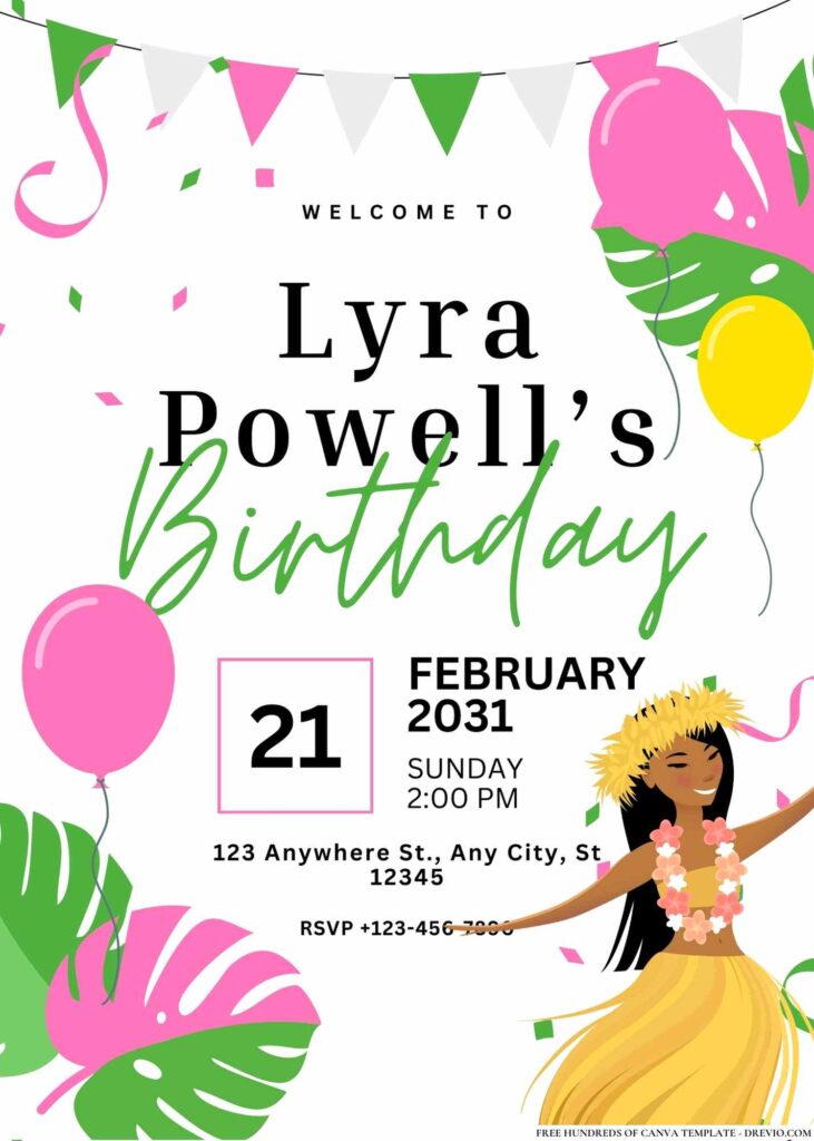FREE Hawaiian Luau Birthday Invitations