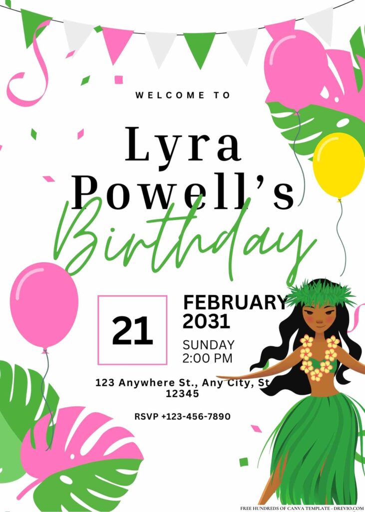 FREE Hawaiian Luau Birthday Invitations
