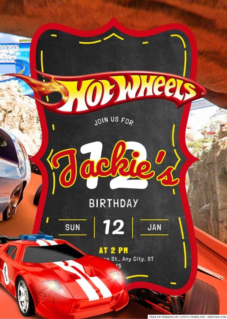 FREE Hot Wheels Birthday Invitations