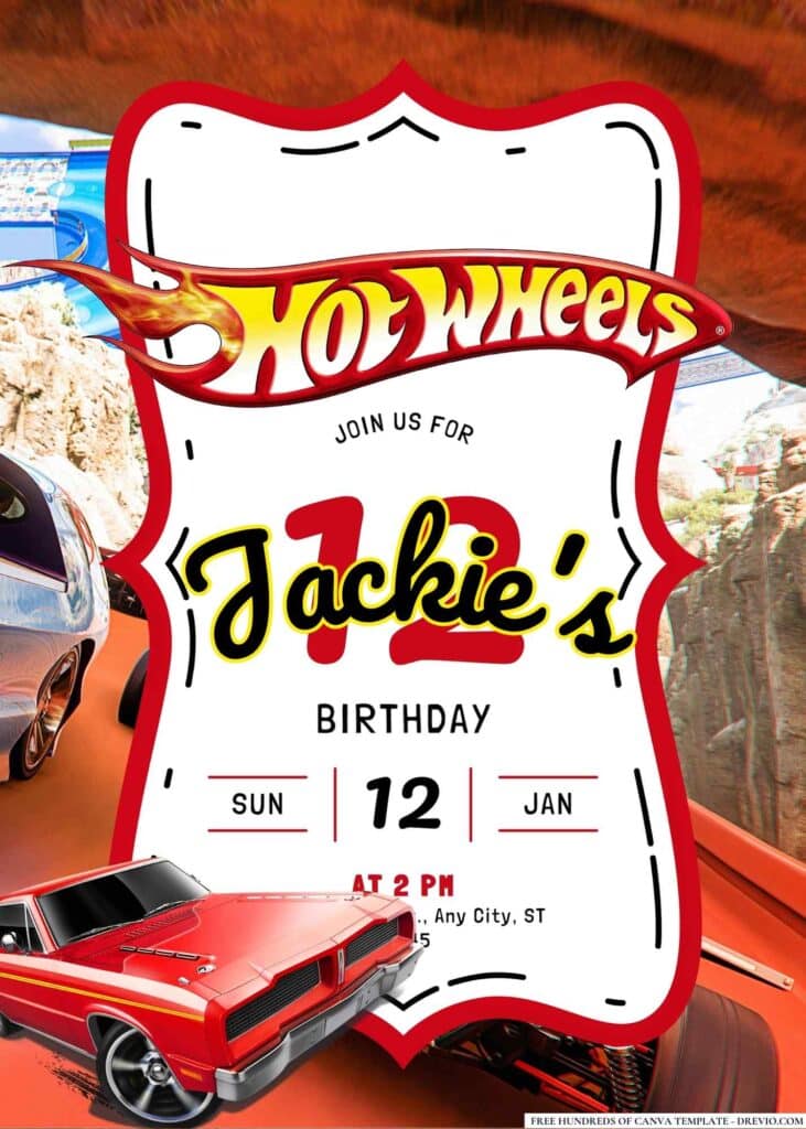 FREE Hot Wheels Birthday Invitations