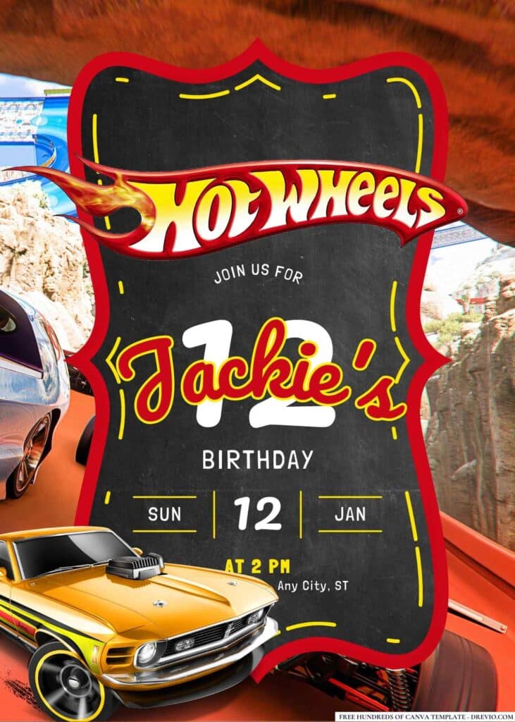 FREE Hot Wheels Birthday Invitations