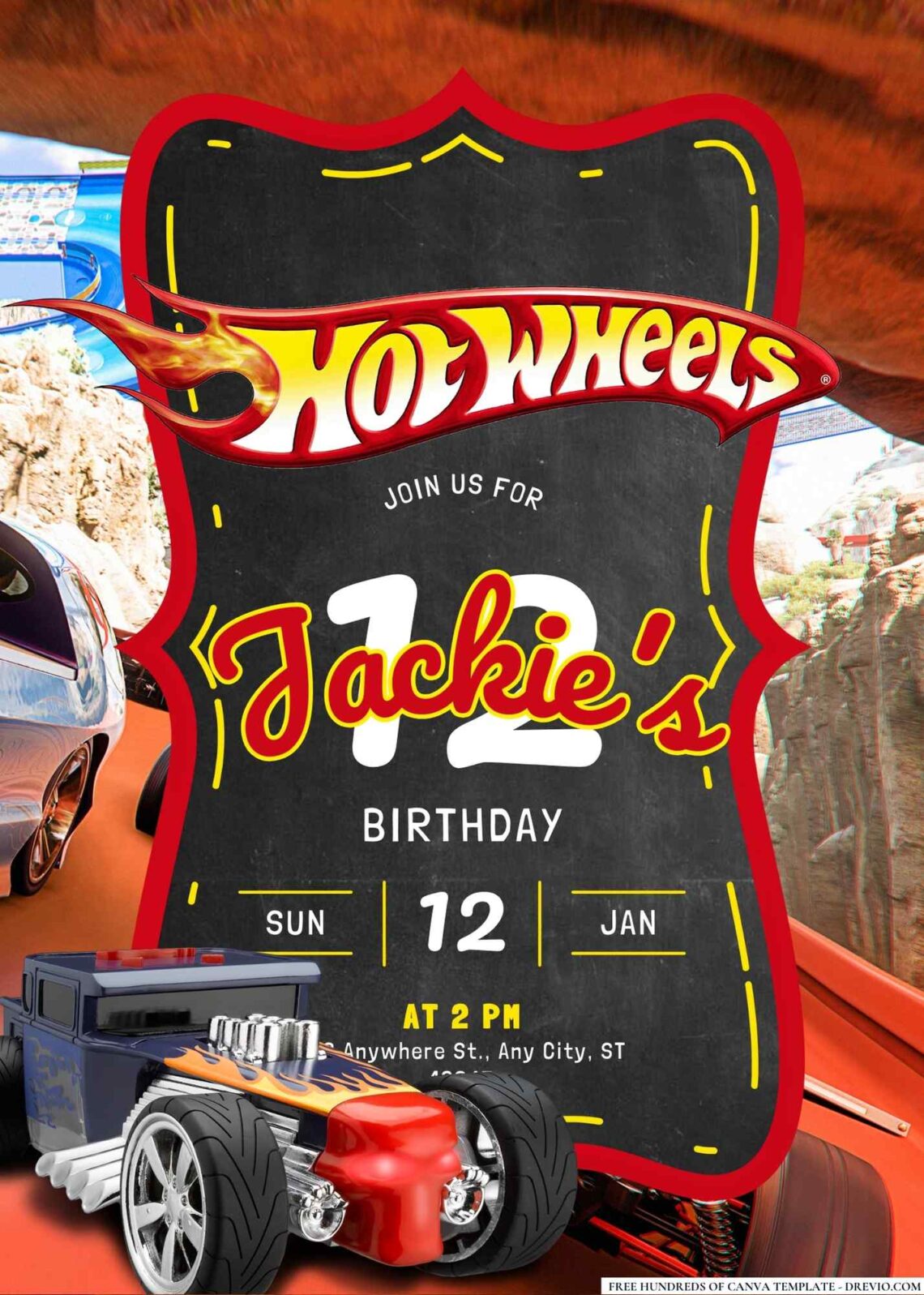 FREE Hot Wheels Birthday Invitations