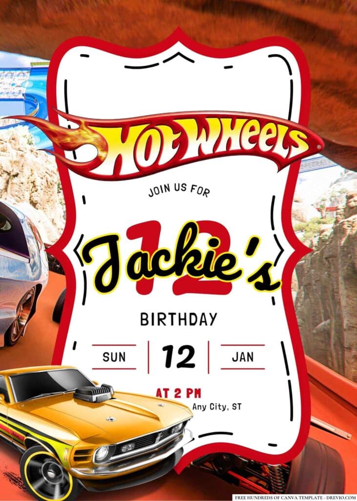 FREE Hot Wheels Birthday Invitations