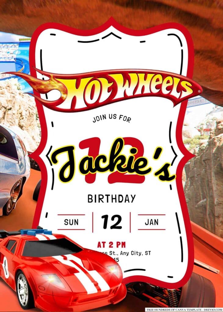 FREE Hot Wheels Birthday Invitations