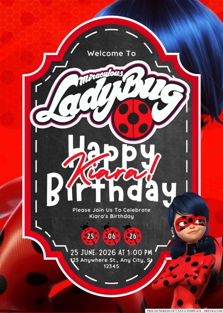 FREE Editable Ladybug Birthday Invitations