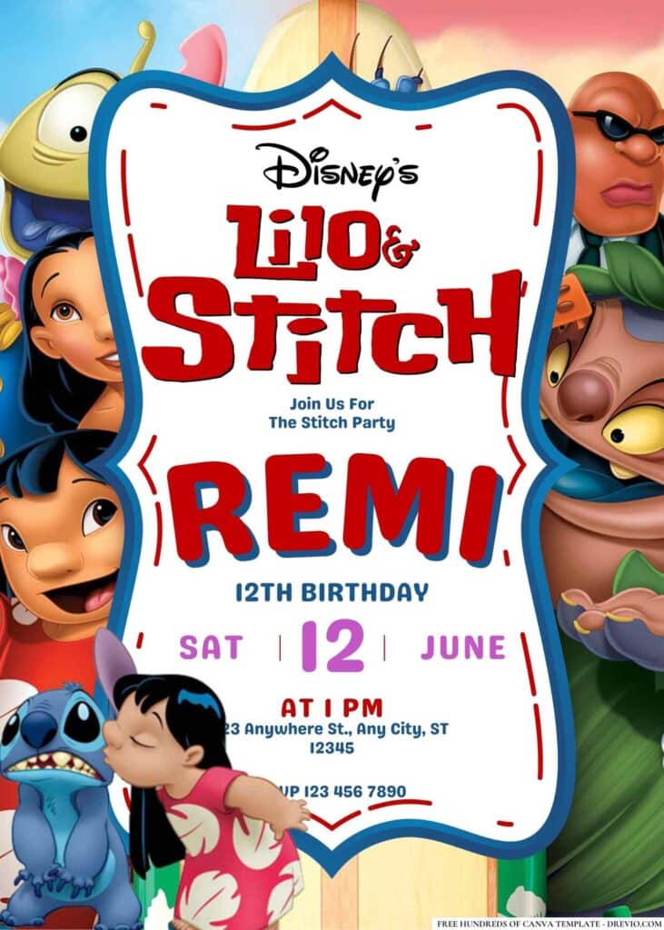 FREE Lilo & Stitch Birthday Invitations: