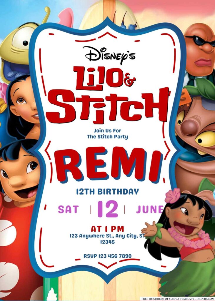 FREE Lilo & Stitch Birthday Invitations:
