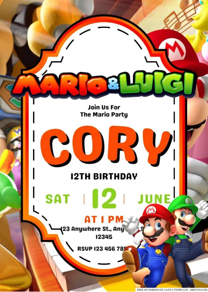 FREE Mario and Luigi Birthday Invitations