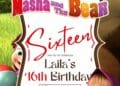 FREE Masha and the Bear Birthday Invitations