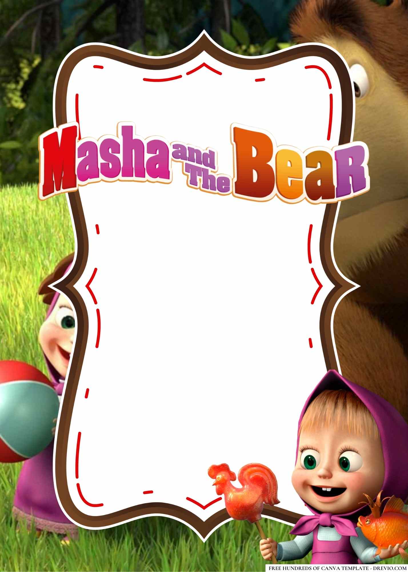 FREE-Masha And The Bear-Birthday-Canva-Templates (6) | Download ...