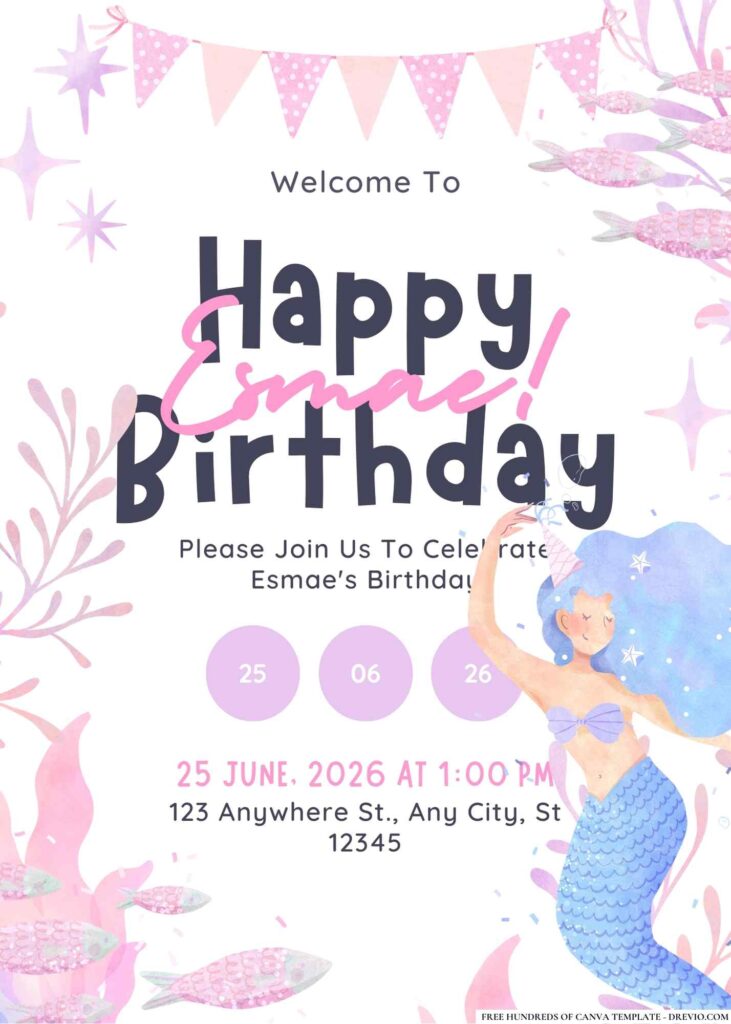 FREE Mermaid Birthday Invitations