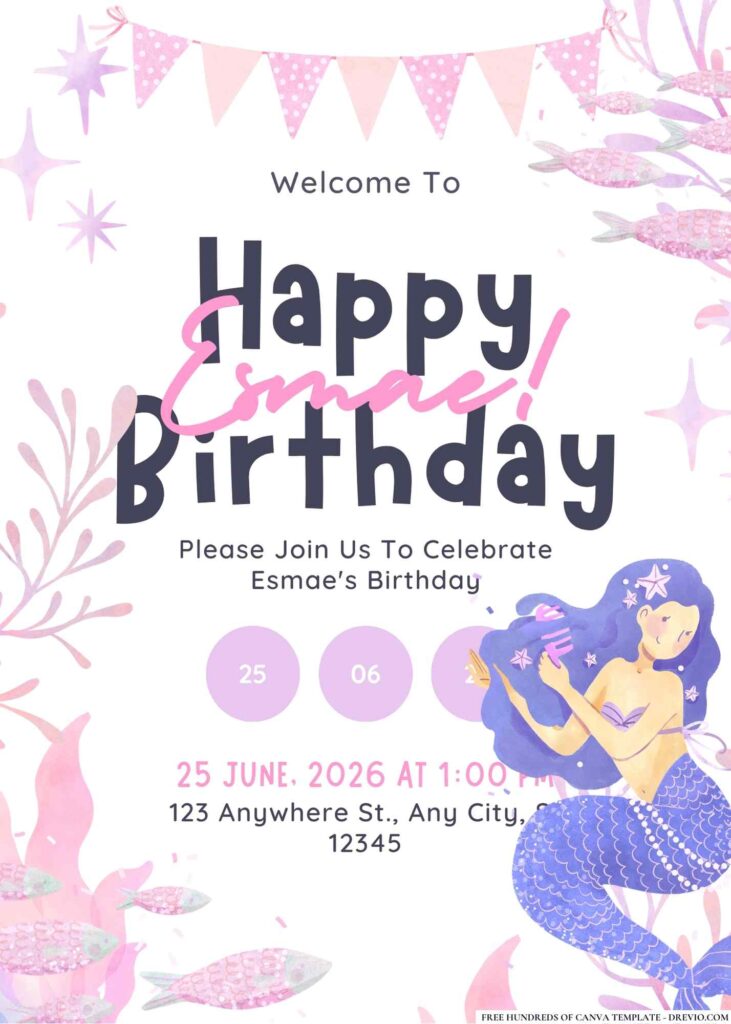 FREE Mermaid Birthday Invitations