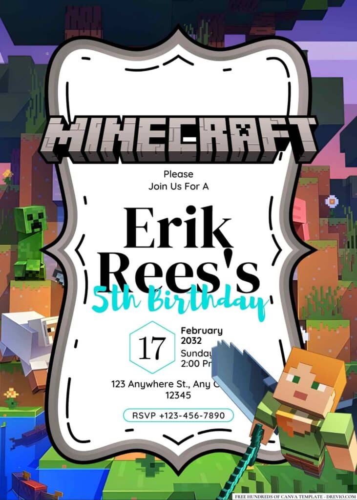 FREE Minecraft Birthday Invitations