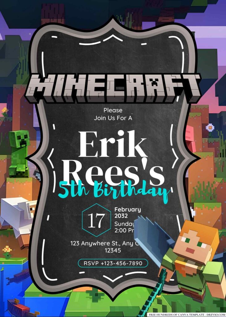 FREE Minecraft Birthday Invitations
