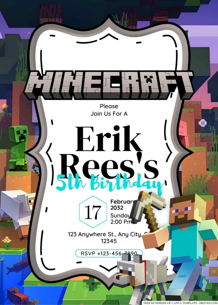 FREE Minecraft Birthday Invitations