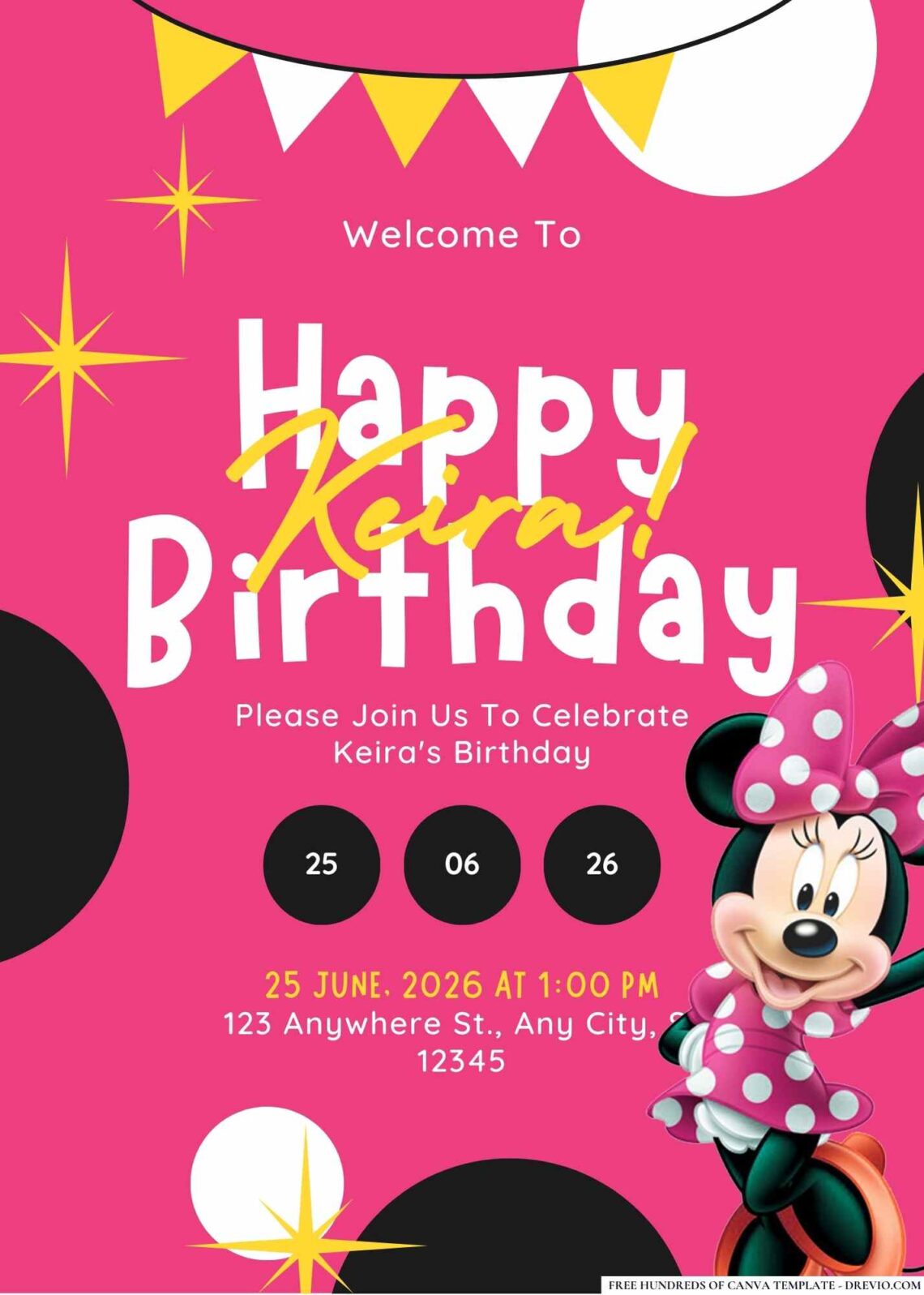FREE Minnie Mouse Birthday Invitations