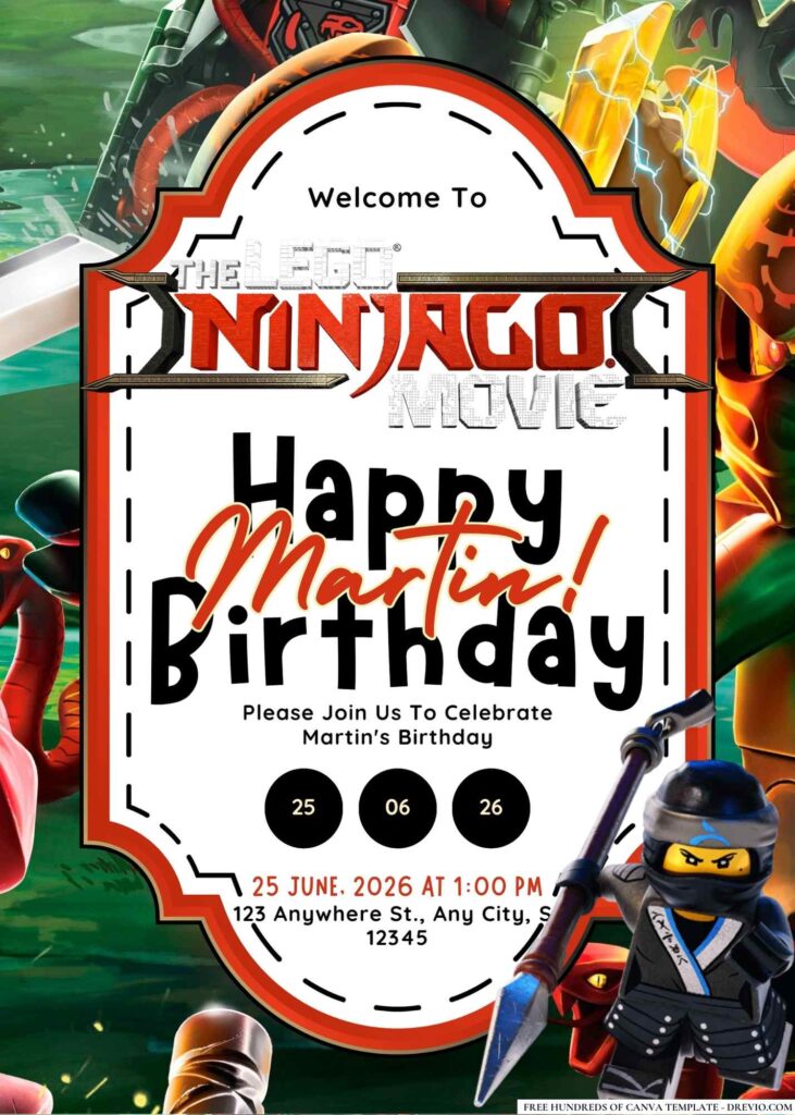 FREE Ninjago Birthday Invitations