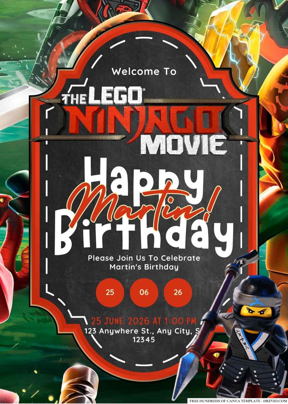 FREE Ninjago Birthday Invitations