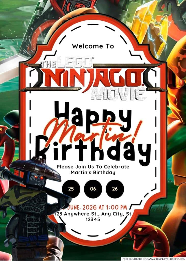 FREE Ninjago Birthday Invitations