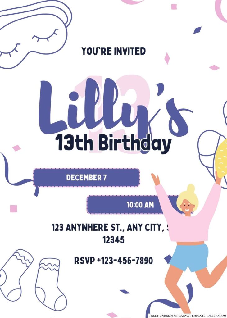 FREE Party Sleepover Birthday Invitations