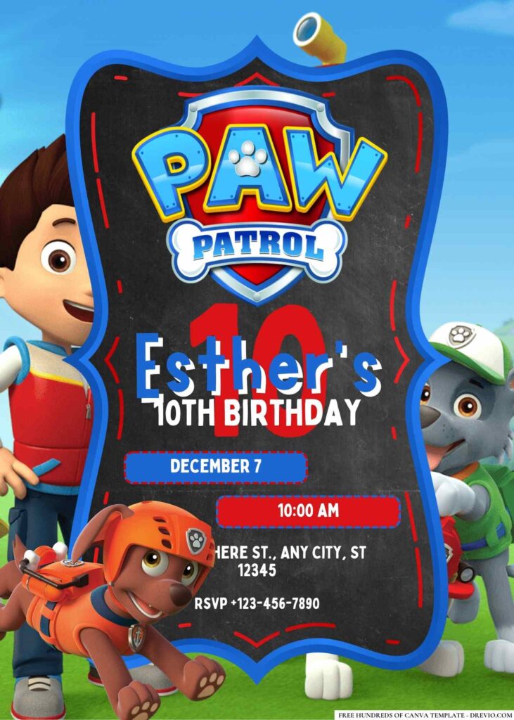 FREE Paw Patrol Birthday Invitations