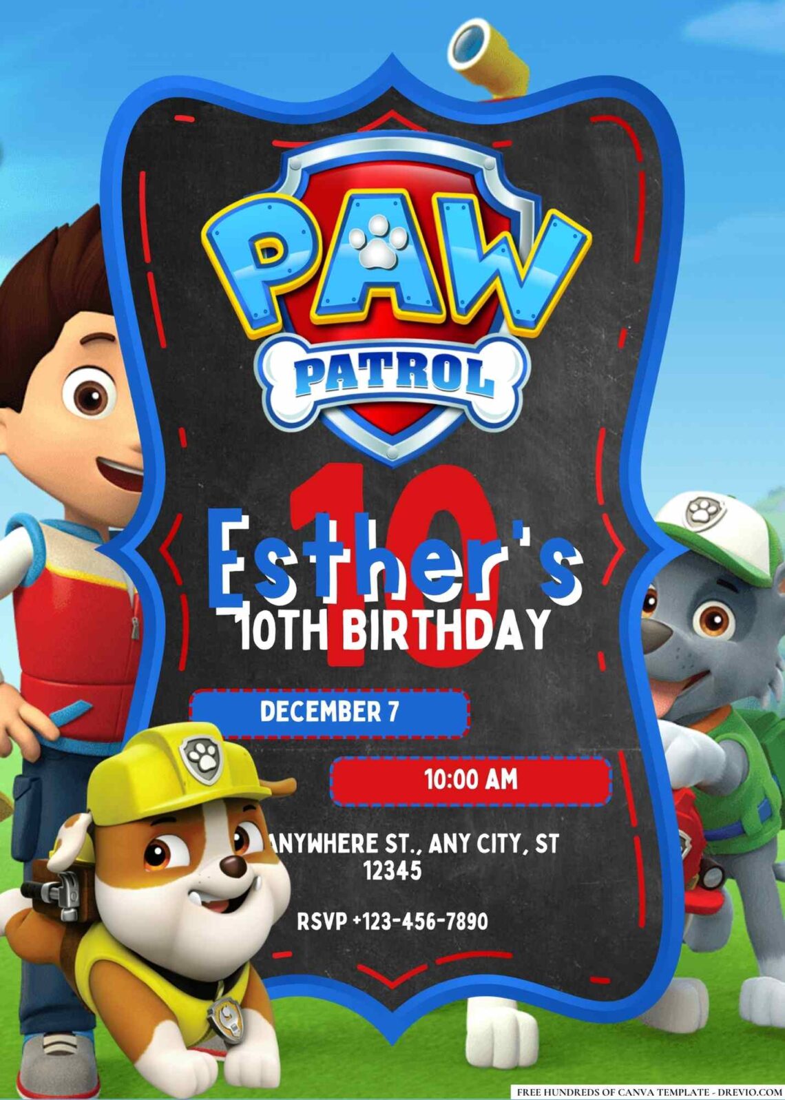 FREE Paw Patrol Birthday Invitations