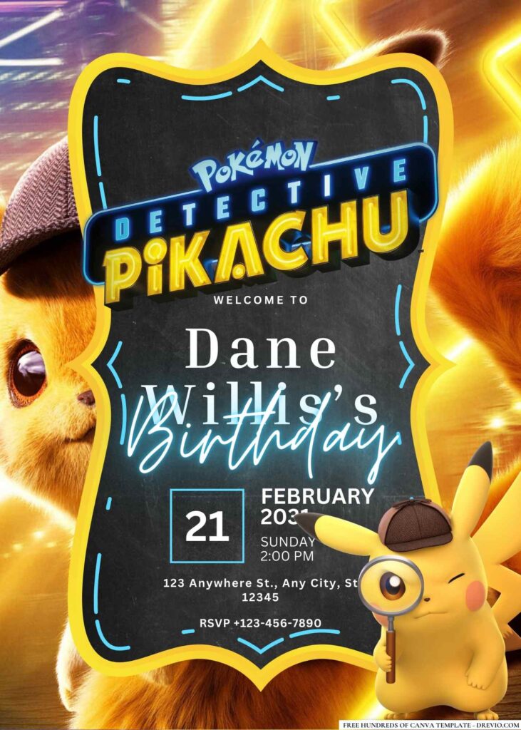 FREE Pikachu Birthday Invitations