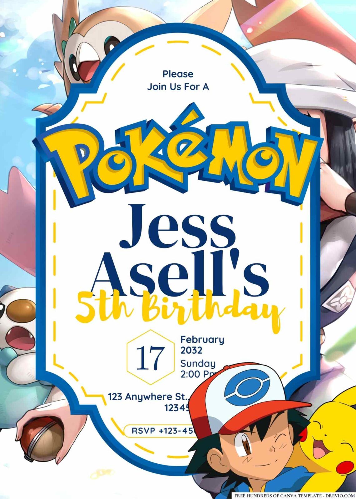 FREE Pokemon Birthday Invitations