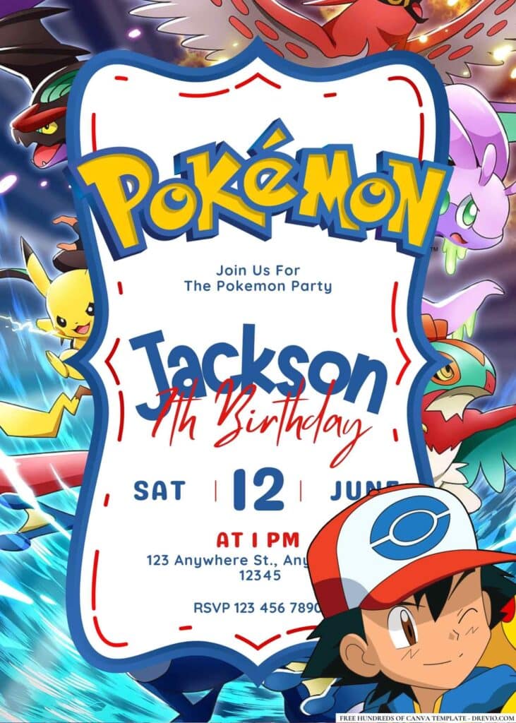 FREE Pokemon Birthday Invitations