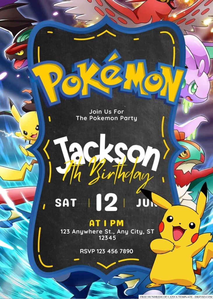 FREE Pokemon Birthday Invitations