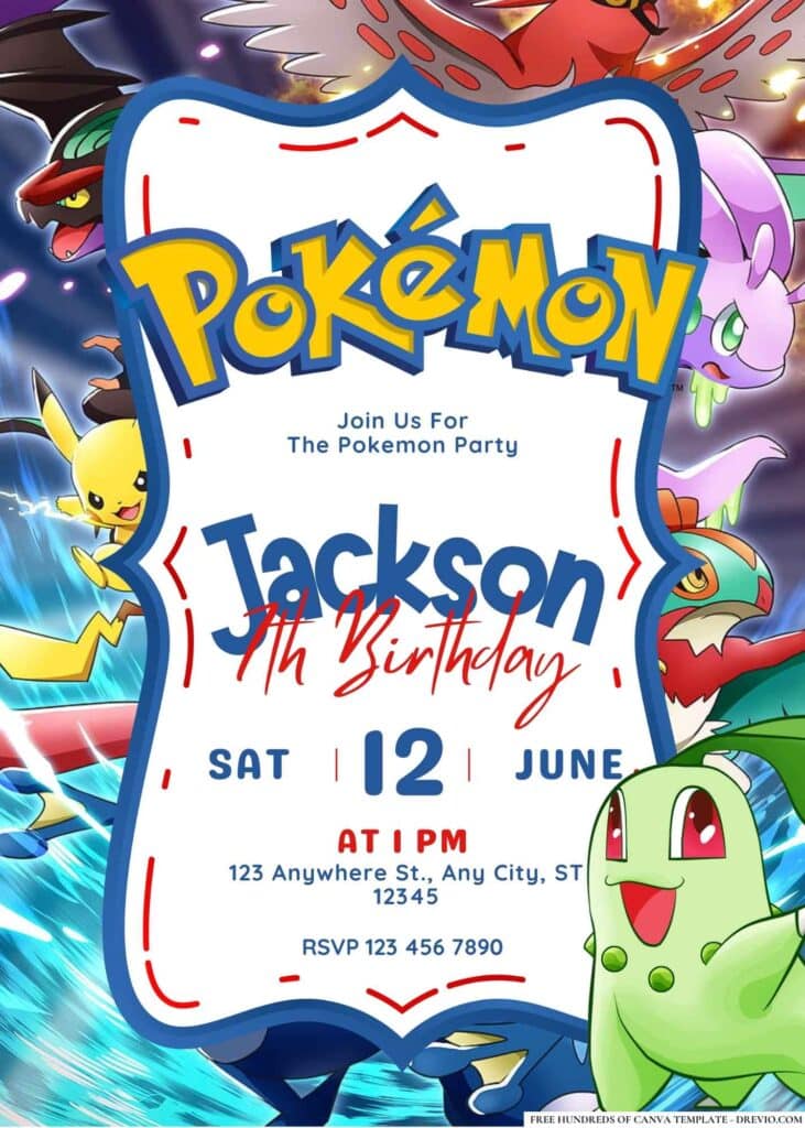 FREE Pokemon Birthday Invitations