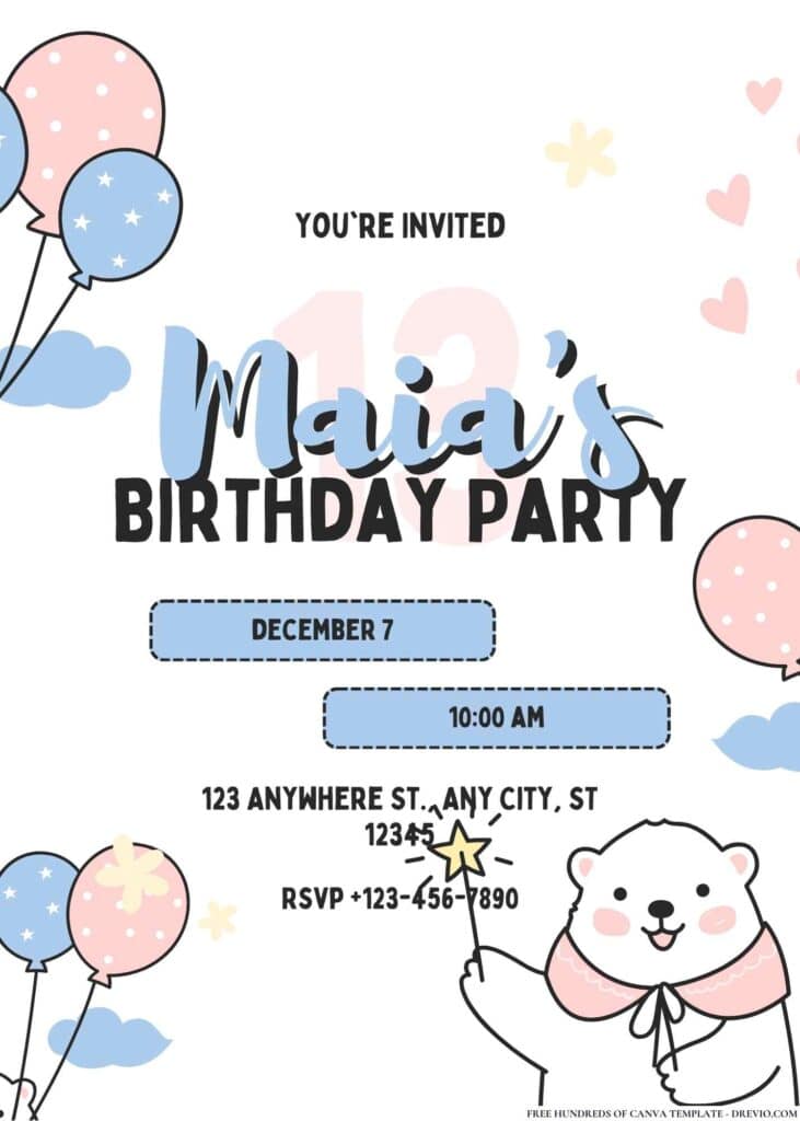 FREE Polar Birthday Invitations: