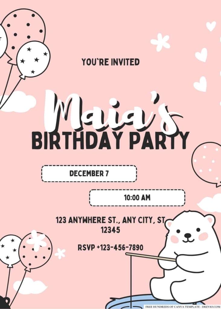 FREE Polar Birthday Invitations: