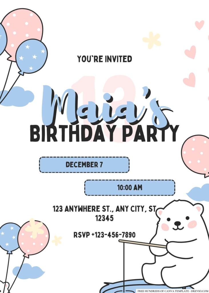 FREE Polar Birthday Invitations: