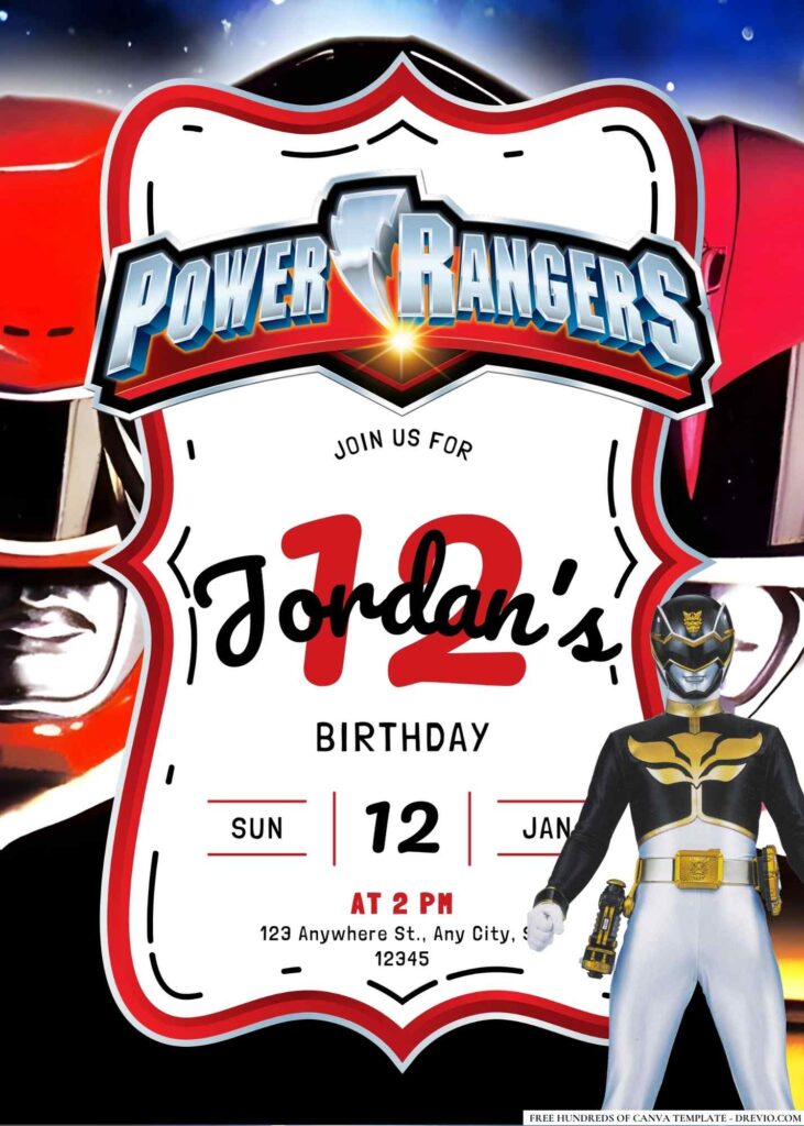 FREE Power Rangers Birthday Invitations