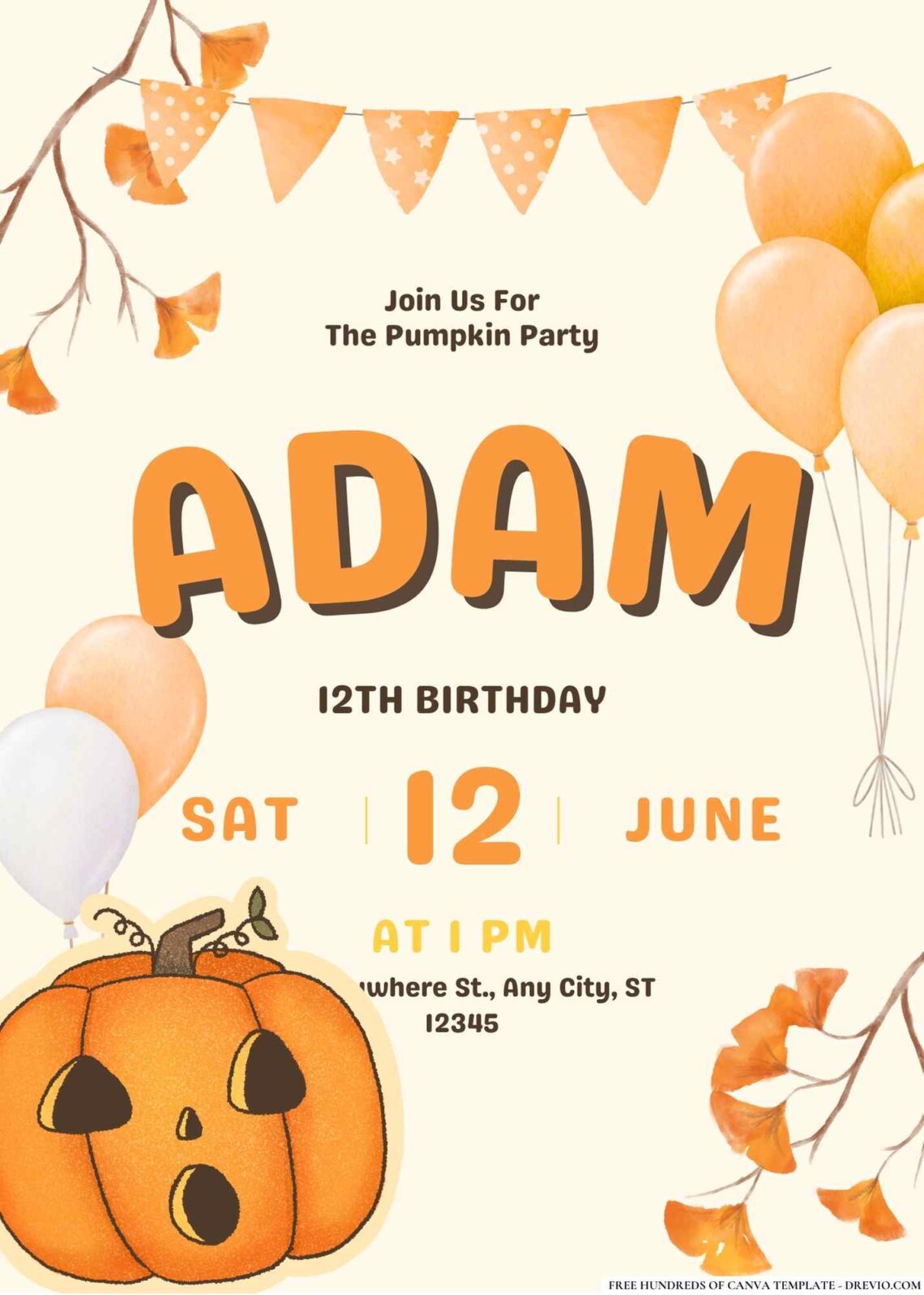 FREE Pumpkin Birthday Invitations