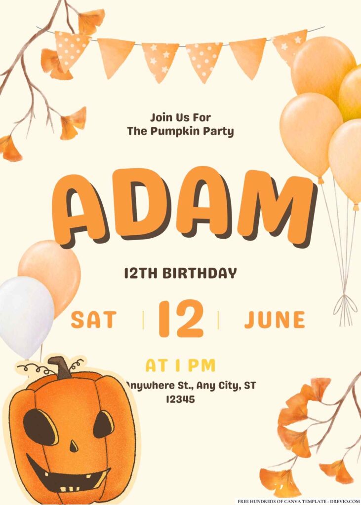 FREE Pumpkin Birthday Invitations