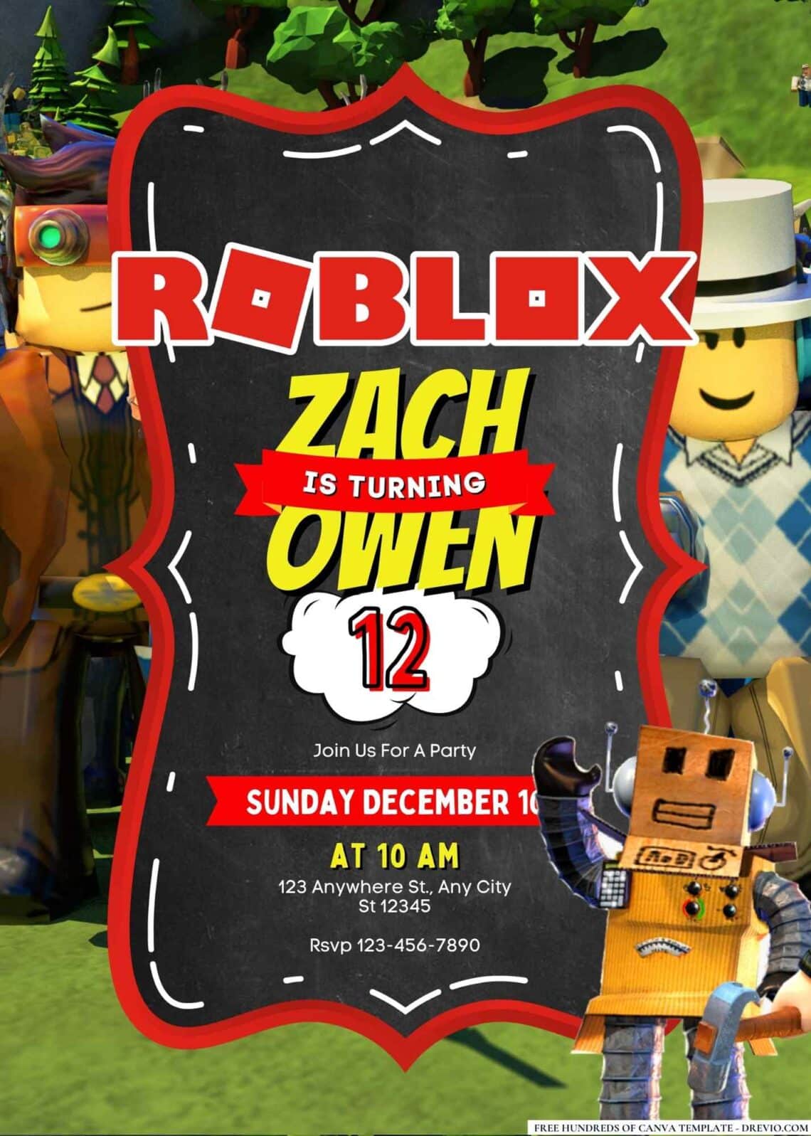 FREE Roblox Birthday Invitations