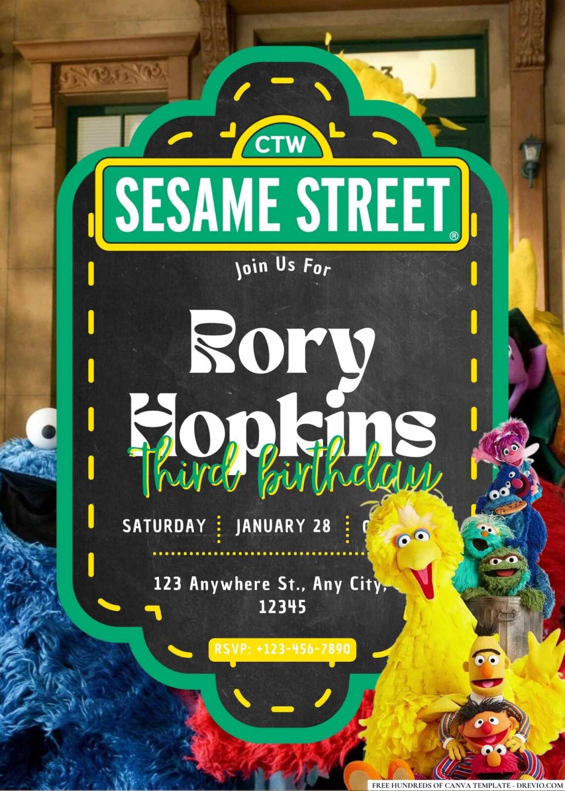 FREE Sesame Street Birthday Invitations