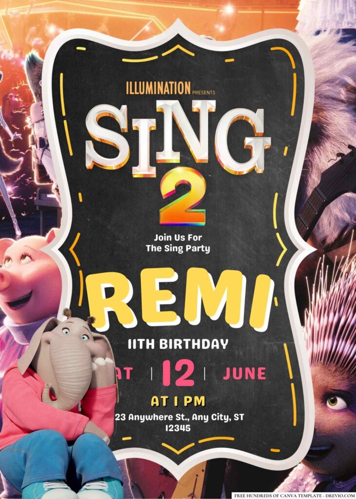 Free Sing 2 Birthday Invitations