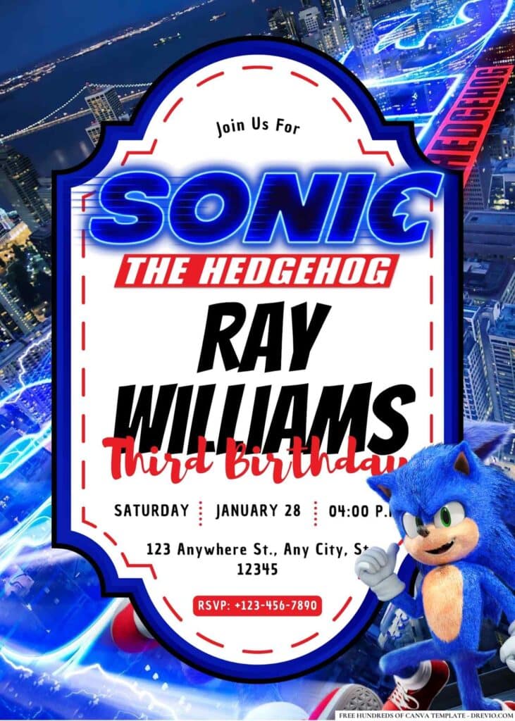 FREE Sonic Birthday Invitations